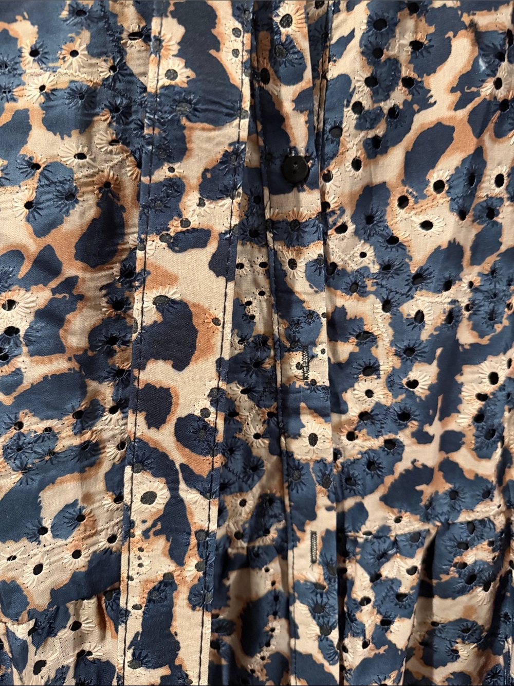 Leopard-Print Maxi Shirtdress in Navy and Tan - Picture 3 of 6